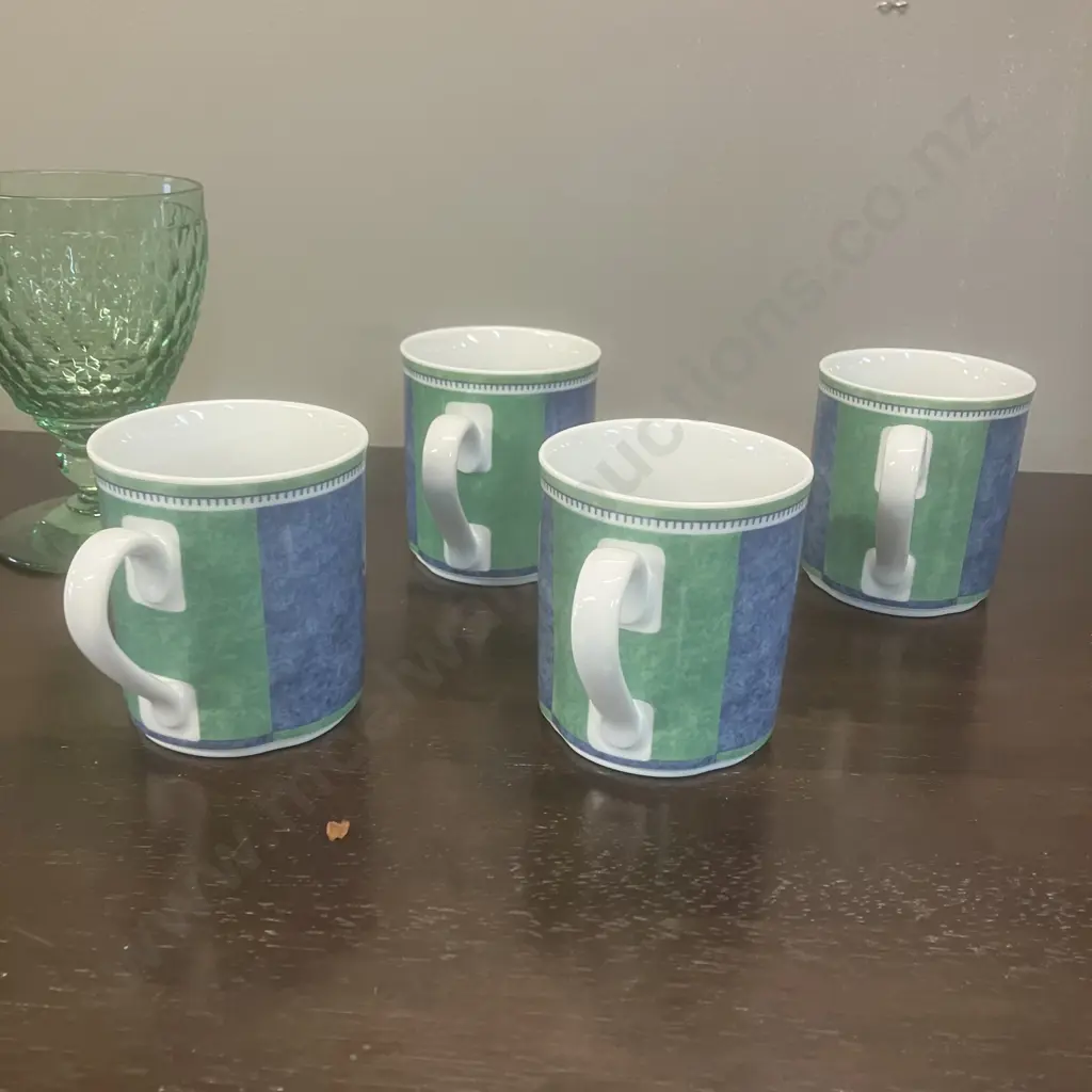 Set of 4 Villeroy & Boch Switch 3 Costa Coffee Mugs, Pair of Villeroy & Boch Boston Green Water Goblets Image 1++