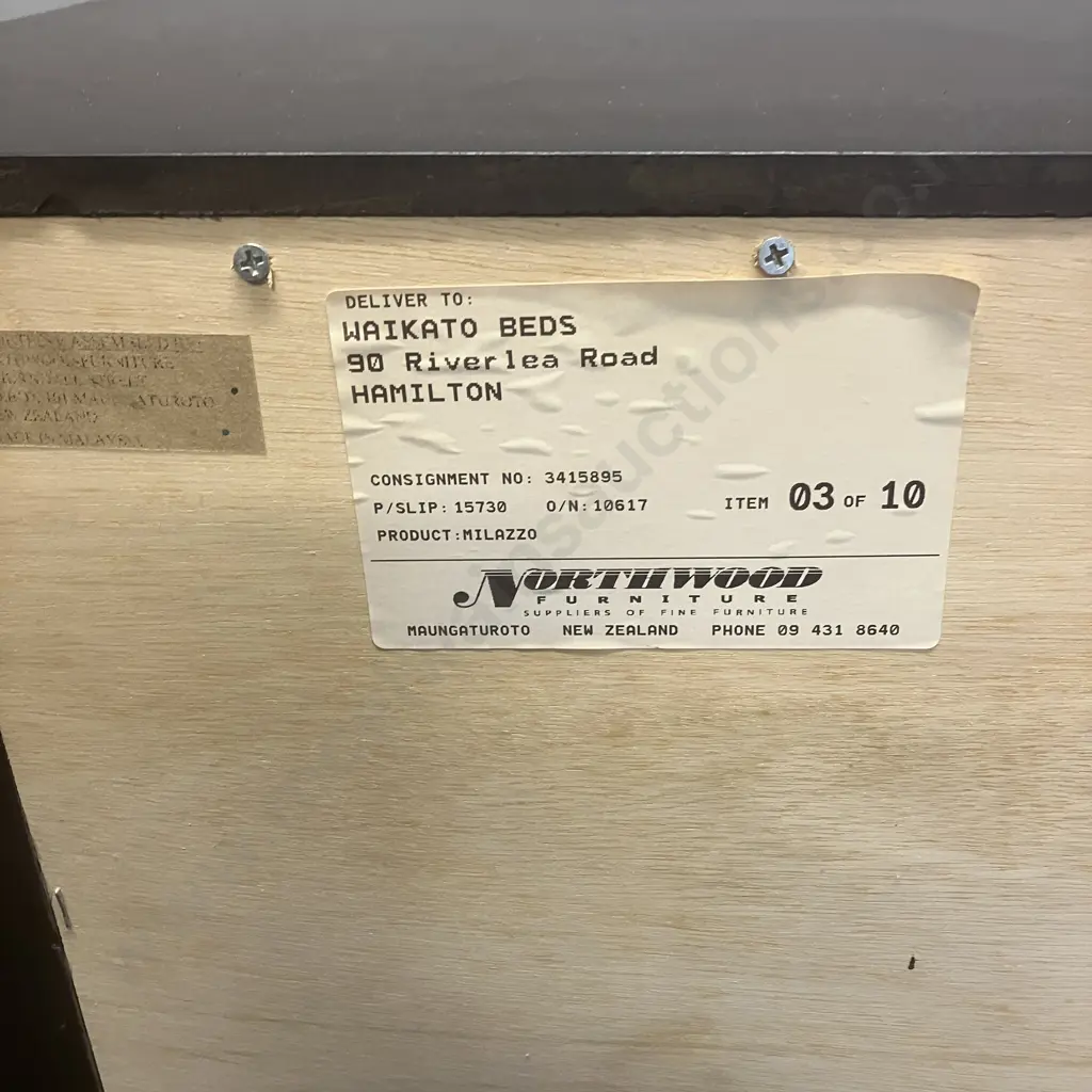 Northwood Furniture (NZ) Dark Stained 5 Drawer Tallboy With Rectangular Brushed Pewter Handles. H110 W90 D45cm Image 1++