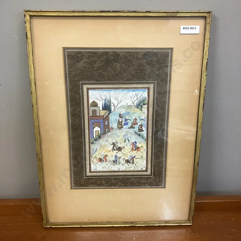 Antique Persian Pen Brush Painting. 39 x 29cm Image 1++