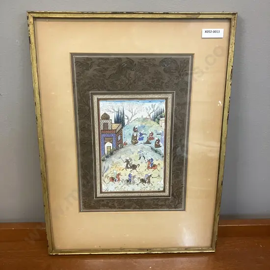 Antique Persian Pen Brush Painting. 39 x 29cm