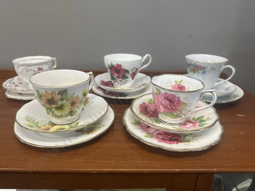 Vintage Trios x 5 Including Royal Albert, Regency Etc Image 1++