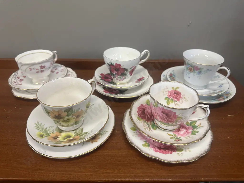 Vintage Trios x 5 Including Royal Albert, Regency Etc Image 1++