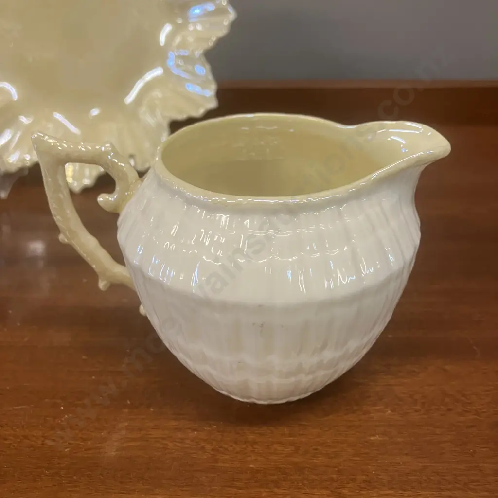 Three Belleek Ivory & Yellow Pieces - Green Back Stamp, Made In Ireland Image 1++