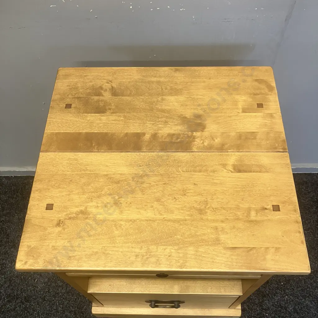 Laura Ashley Solid Birch Honey Gold Garrat 2 Drawer Side Table. H68 W47.5 D44cm Image 1++