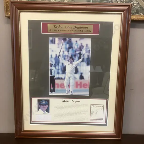 Taylor Joins Bradman 'A Unique moment in Cricketing History' - 871 / 1500 Signed Limited Edition. 58 x 48cm