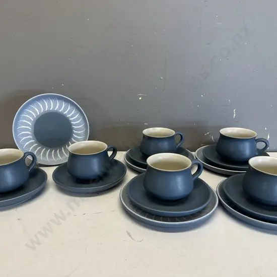 Denby Stoneware Echo Blue Trios x5 & Duo x1
