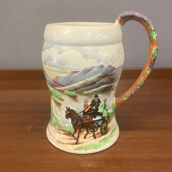 A Crown Devon Fielding's The Irish Jaunting Car Killarney Musical Tankard Made In England - Working Abit. H17cm