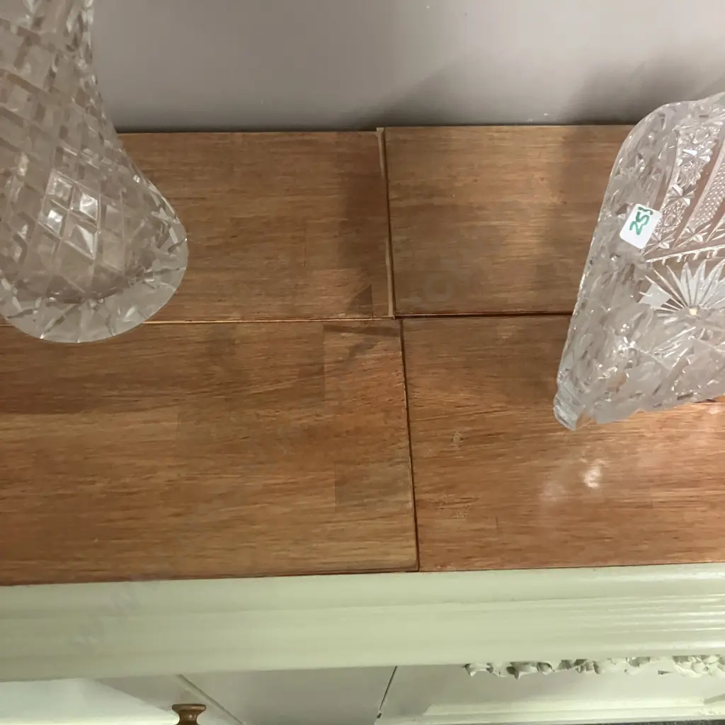 Large Sideboard / Cupboard Base Painted Green With Natural Top. H94 W201 D37cm (Top Loose) Image 1++