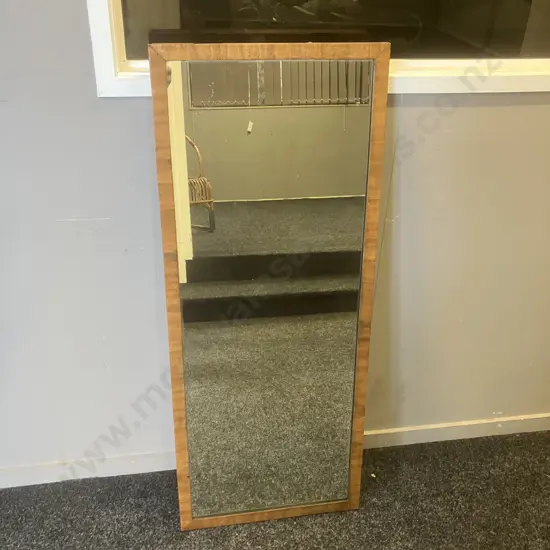 Antique Wooden Framed Rectangular Mirror. H111 W45 D3cm