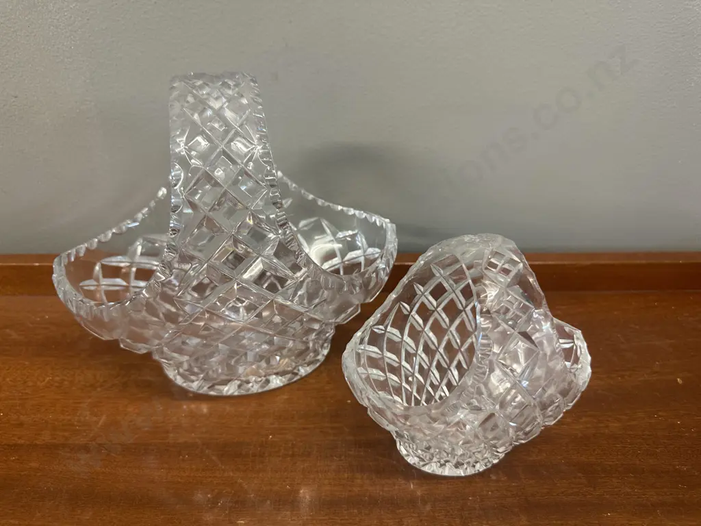 Vintage Diamond Cut Crystal Baskets Image 1++