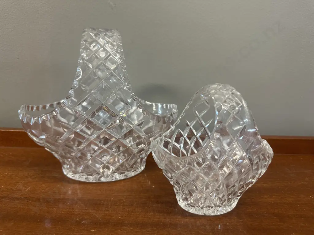 Vintage Diamond Cut Crystal Baskets Image 1++
