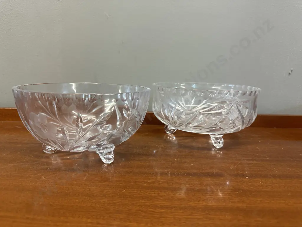Vintage Crystal Tri Footed Bowls  Image 1++