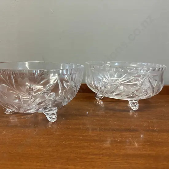 Vintage Crystal Tri Footed Bowls 