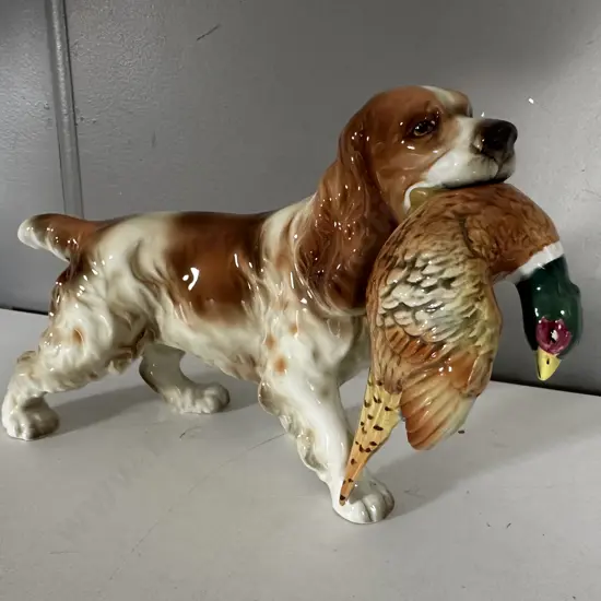 Royal Doulton Bone China Figurine Cocker Spaniel With Pheasant H18,W28cm.