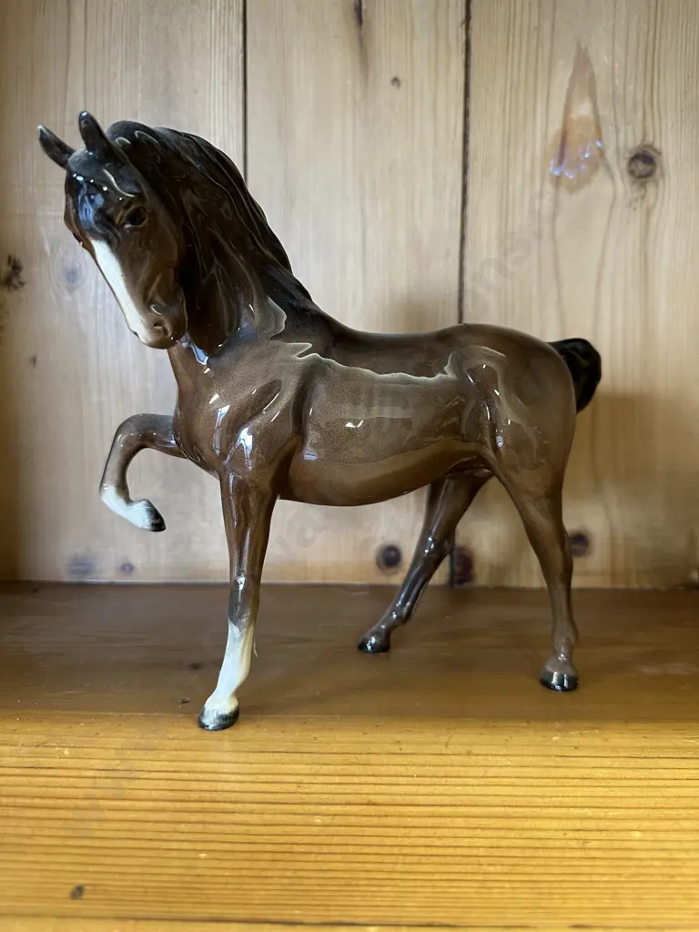 Beswick Porcelain Prancing Stallion Horse In Brown Gloss Finish #1549 Image 1++