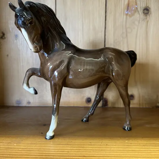 Beswick Porcelain Prancing Stallion Horse In Brown Gloss Finish #1549