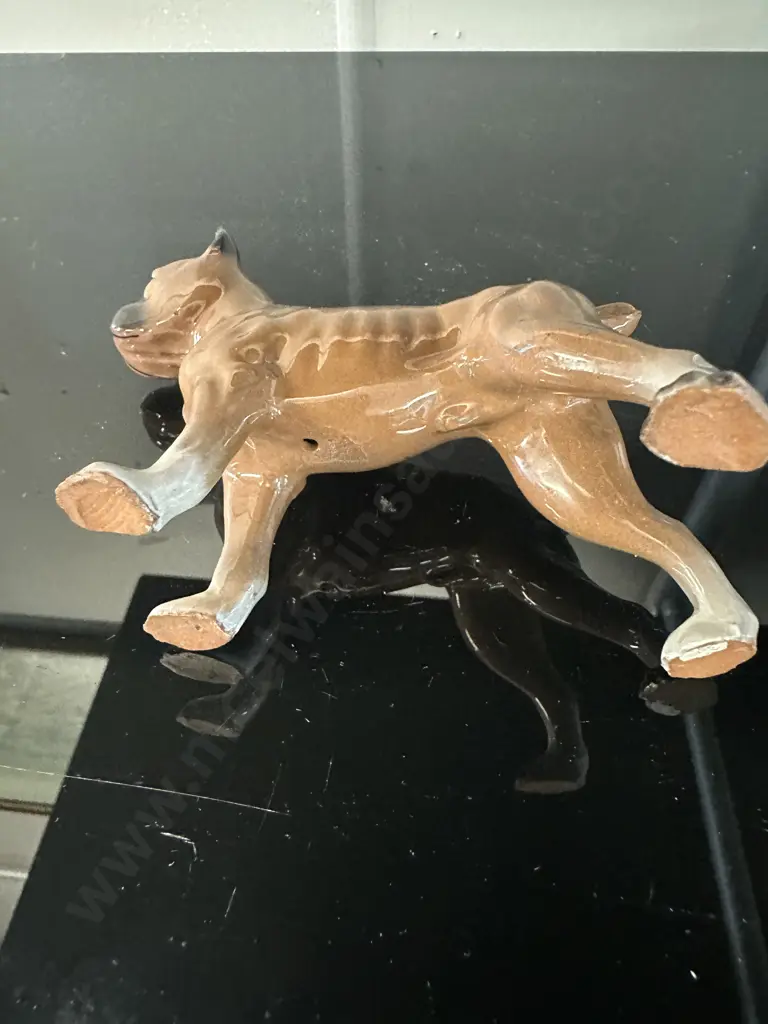Mid Century Ceramic Boxer Dog Figurine H9,W11cm. Image 1++
