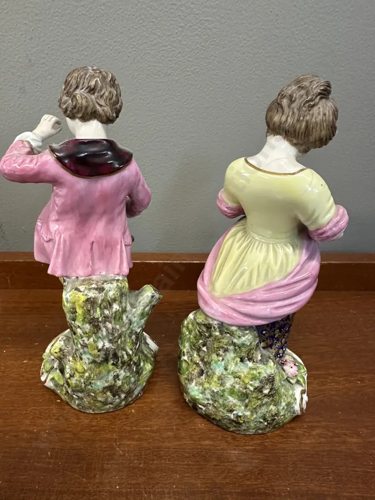 Derby King Street Porcelain Figurine Girl & Boy With Dog. H18cm. Image 1++