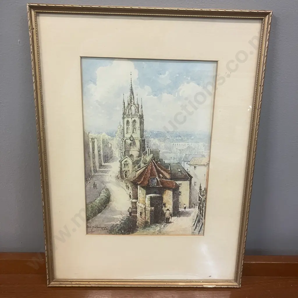 George H. Downing European Village Framed Color Print. 39.5 x 29cm Image 1++