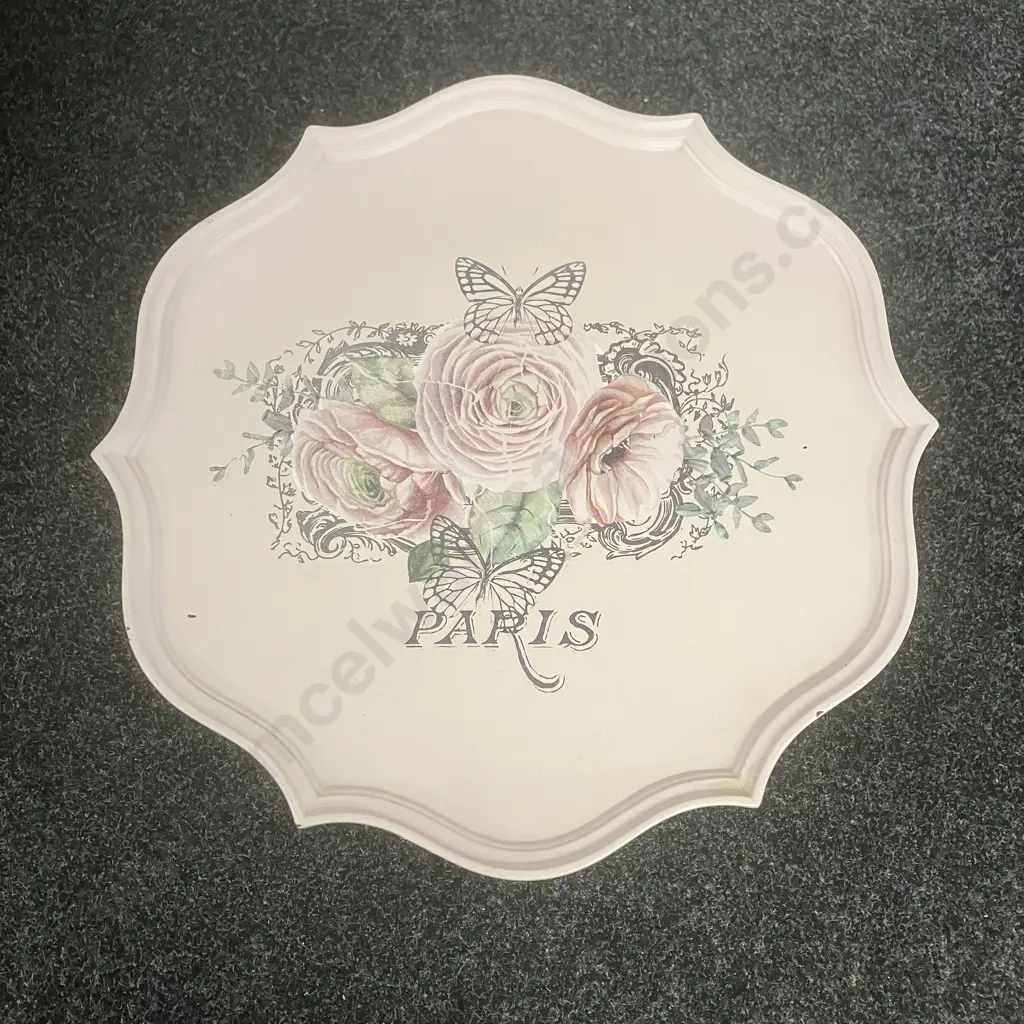 Pink Painted French Country Style Pedestal Table, Bevelled Top, Brass Claw Feet. 51 x 40.5cm Image 1++