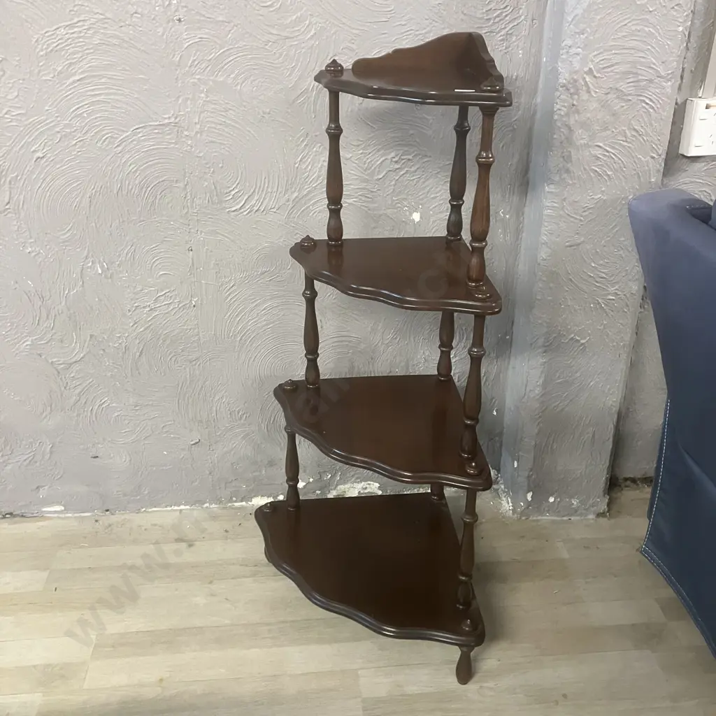 Mahogany 4 Tier Corner Wotnot. H119 W62.5 D46cm Image 1++