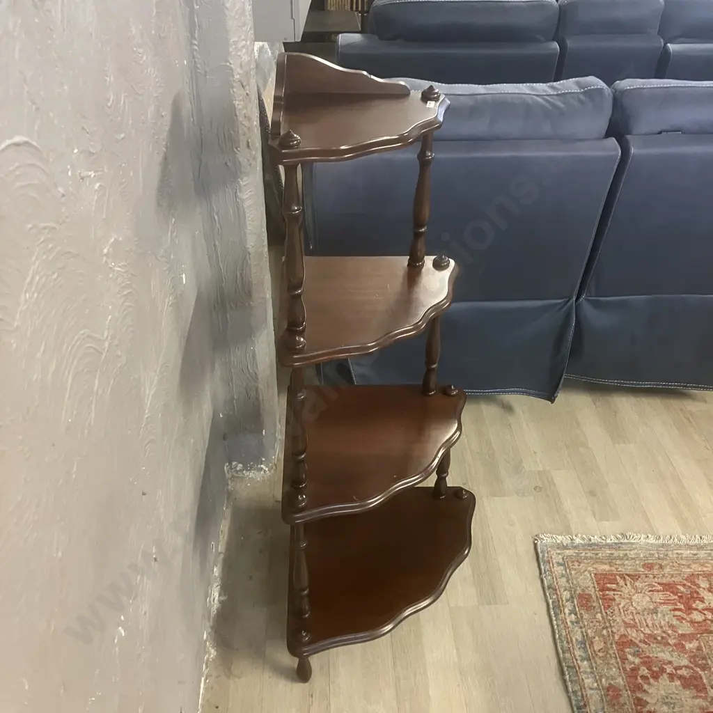 Mahogany 4 Tier Corner Wotnot. H119 W62.5 D46cm Image 1++