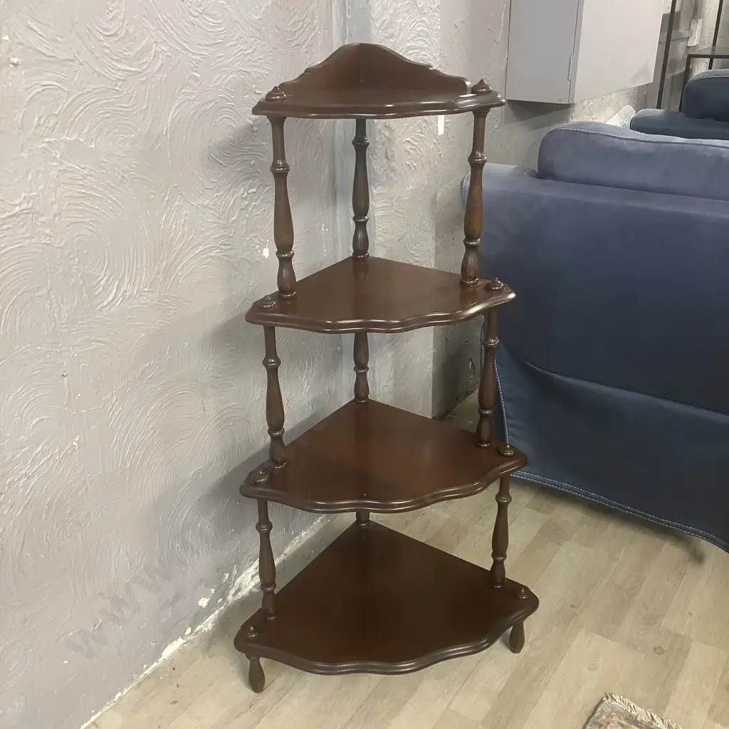 Mahogany 4 Tier Corner Wotnot. H119 W62.5 D46cm Image 1++