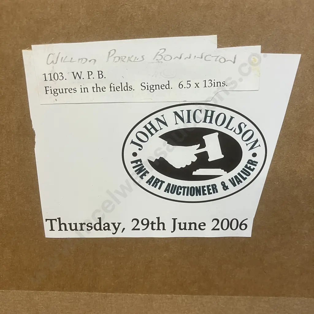 William Parkes Bonnington Original Watercolour - Figures In The Fields. Signed. 34.5 x 52cm Image 1++