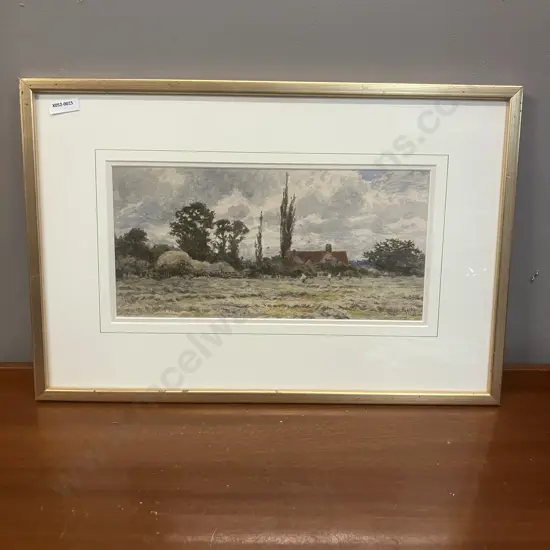 William Parkes Bonnington Original Watercolour - Figures In The Fields. Signed. 34.5 x 52cm