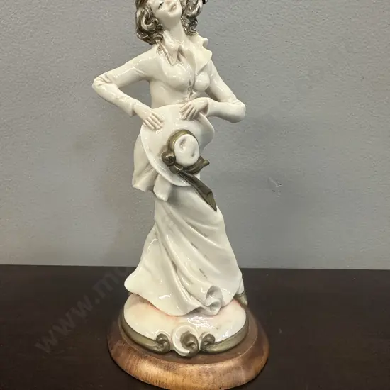 Porcelain Figurine Signed B. Merli Lady With Hat H21.5cm.