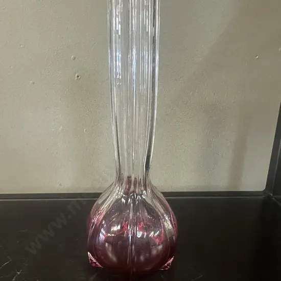 Art Nouveau Cranberry Glass Vase Star Of David Shape