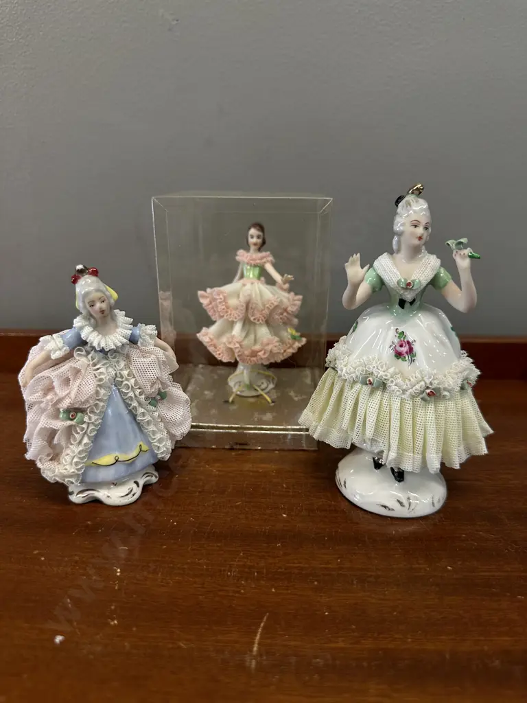 Vintage Dresden Porcelain Lace Figurines (as found) Image 1++