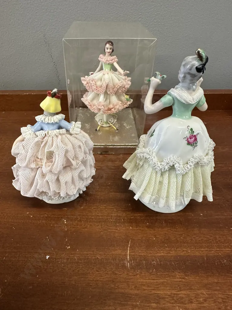 Vintage Dresden Porcelain Lace Figurines (as found) Image 1++