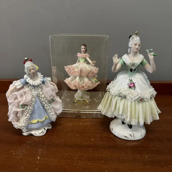 Vintage Dresden Porcelain Lace Figurines (as found)