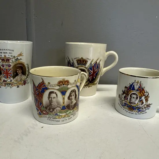 Vintage British Royal Commemorative Mugs Celebrating Coronations Etc