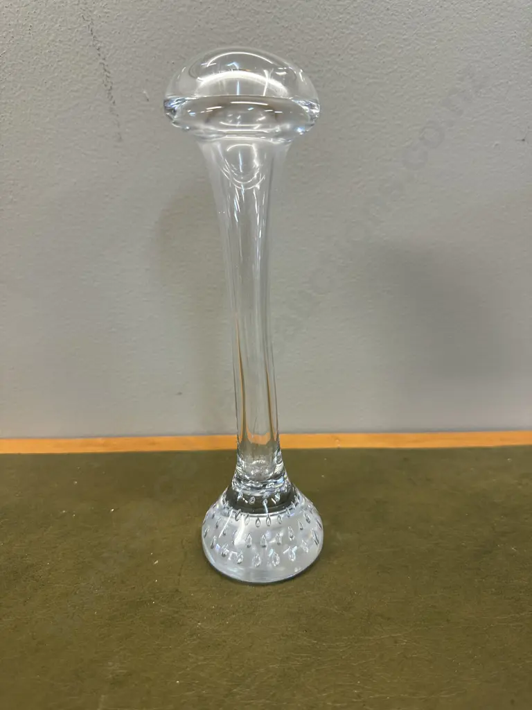 Vintage Hand Blown Art Glass Vase. Bubble base. H22.5cm. Image 1++