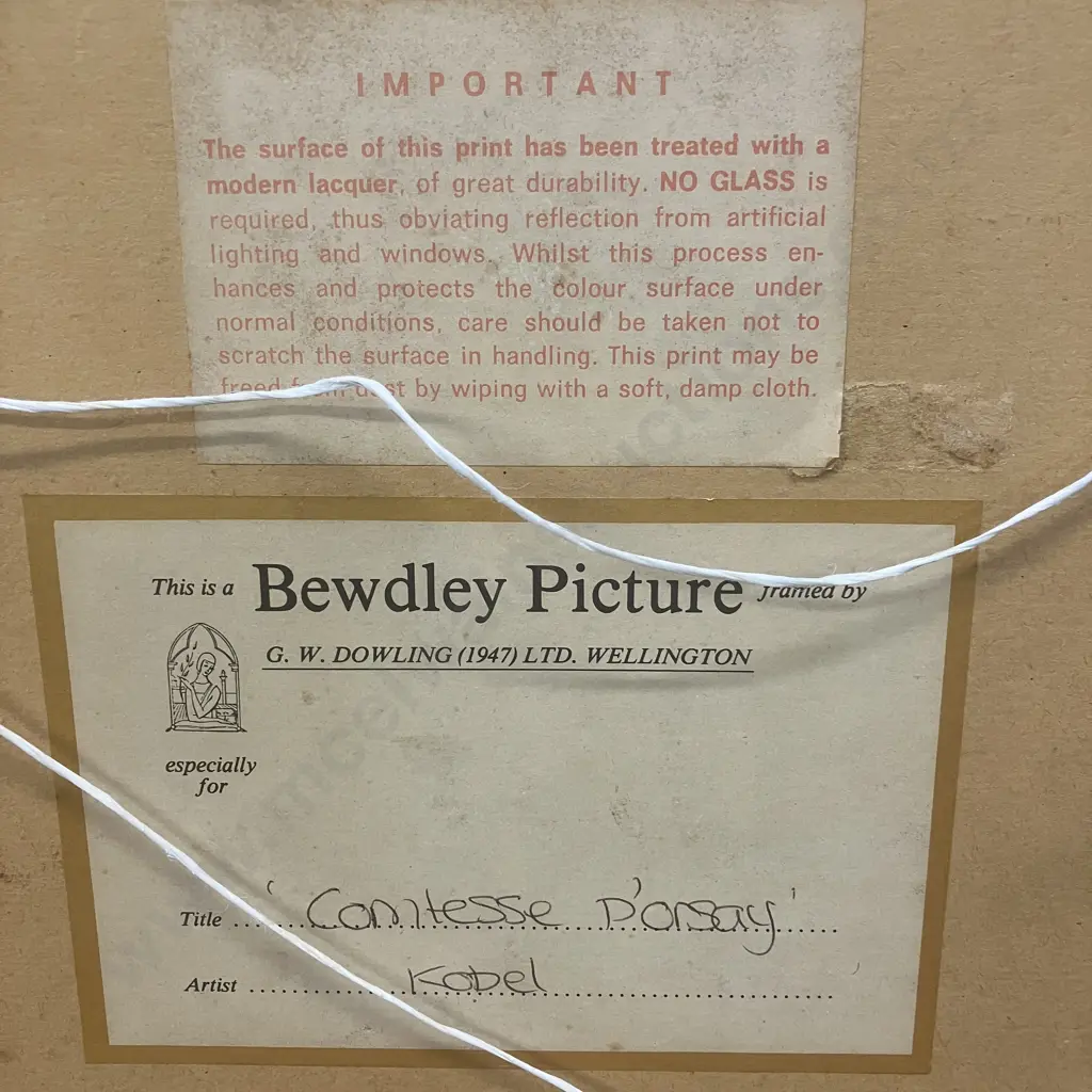 Vintage 'Comtesse D'Orsay' by Kobel - This is a Bewdley Picture Framed by G.W.Dowling (1947) Ltd Wellington. 38 x 32.5cm Image 1++