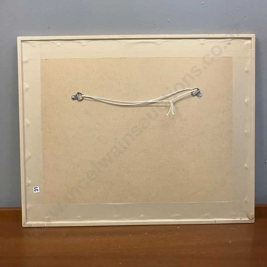 Florence Wilson Original Watercolour - Boat With Village & Hills In Background. Signed. 42 x 52.5cm Image 1++