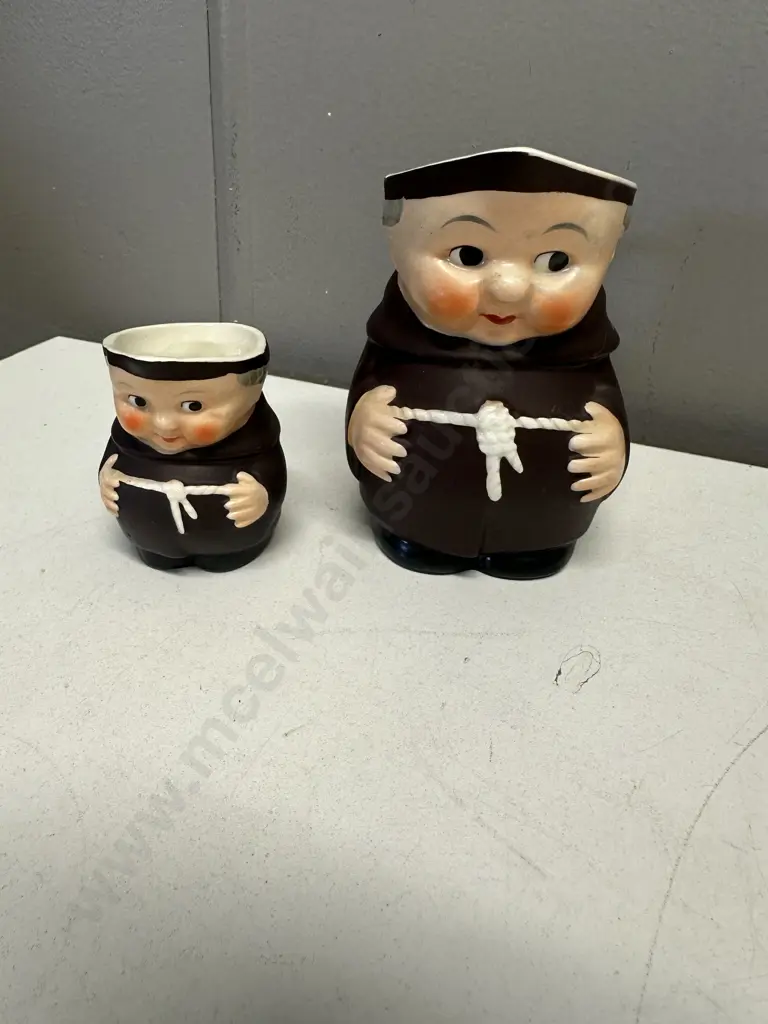 Vintage Geobel Monk Friar Pitcher & Creamer Image 1++