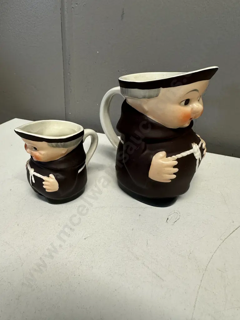 Vintage Geobel Monk Friar Pitcher & Creamer Image 1++