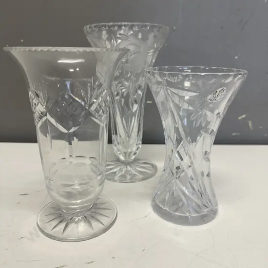 Vintage Crystal Vases x3