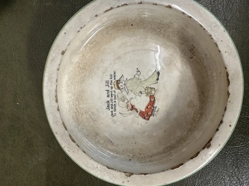Birks, Rawlins & Co England (1900-1933) Nursery Rhyme Cup & Saucer With A Very Old Cereal Bowl Image 1++