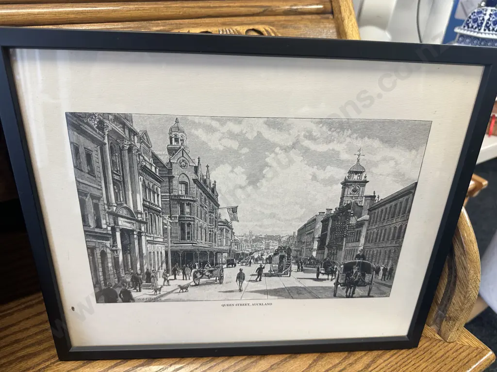 Set Of Three Framed Black & White Artwork Including Queenstown, Auckland & Wellington H33,W40cm. Image 1++