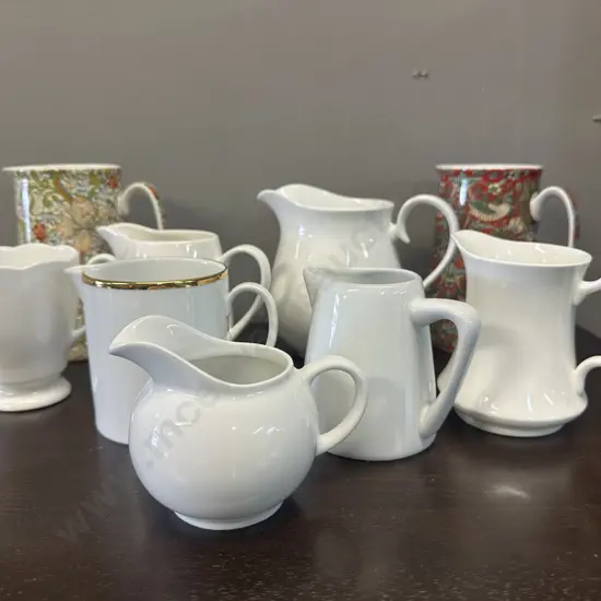 Selection Of Jugs & Creamer Including Stoke On Trent, Roslyn, Royal Stafford Etc