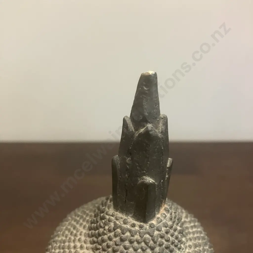 Vintage Thai Buddha Head With Flaming Ushnisha - Copper? On Wood Base. H26cm (Damage to Top) Image 1++