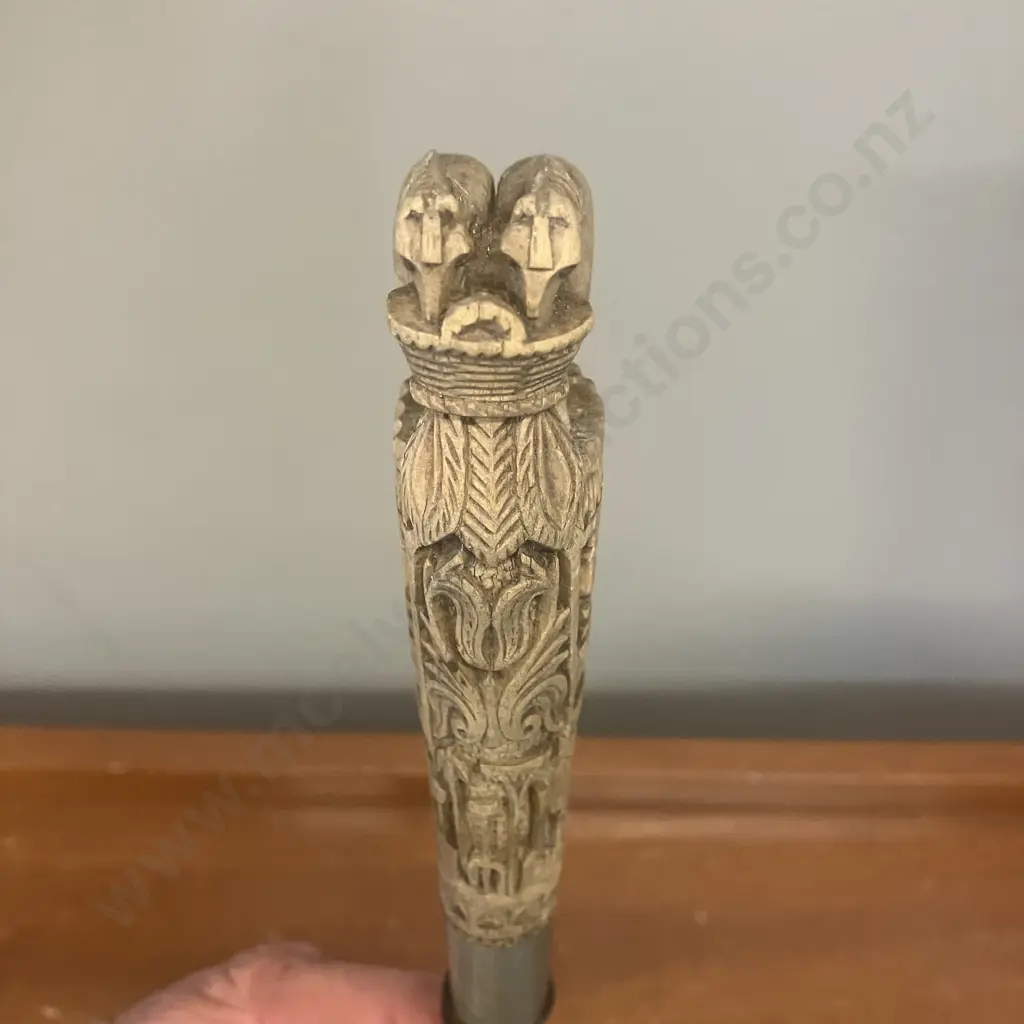 19th Century Zeeland Paeremes, D. De Jager Jr, Middelburg, Intricately Carved Boxwood Handle. L31cm Image 1++