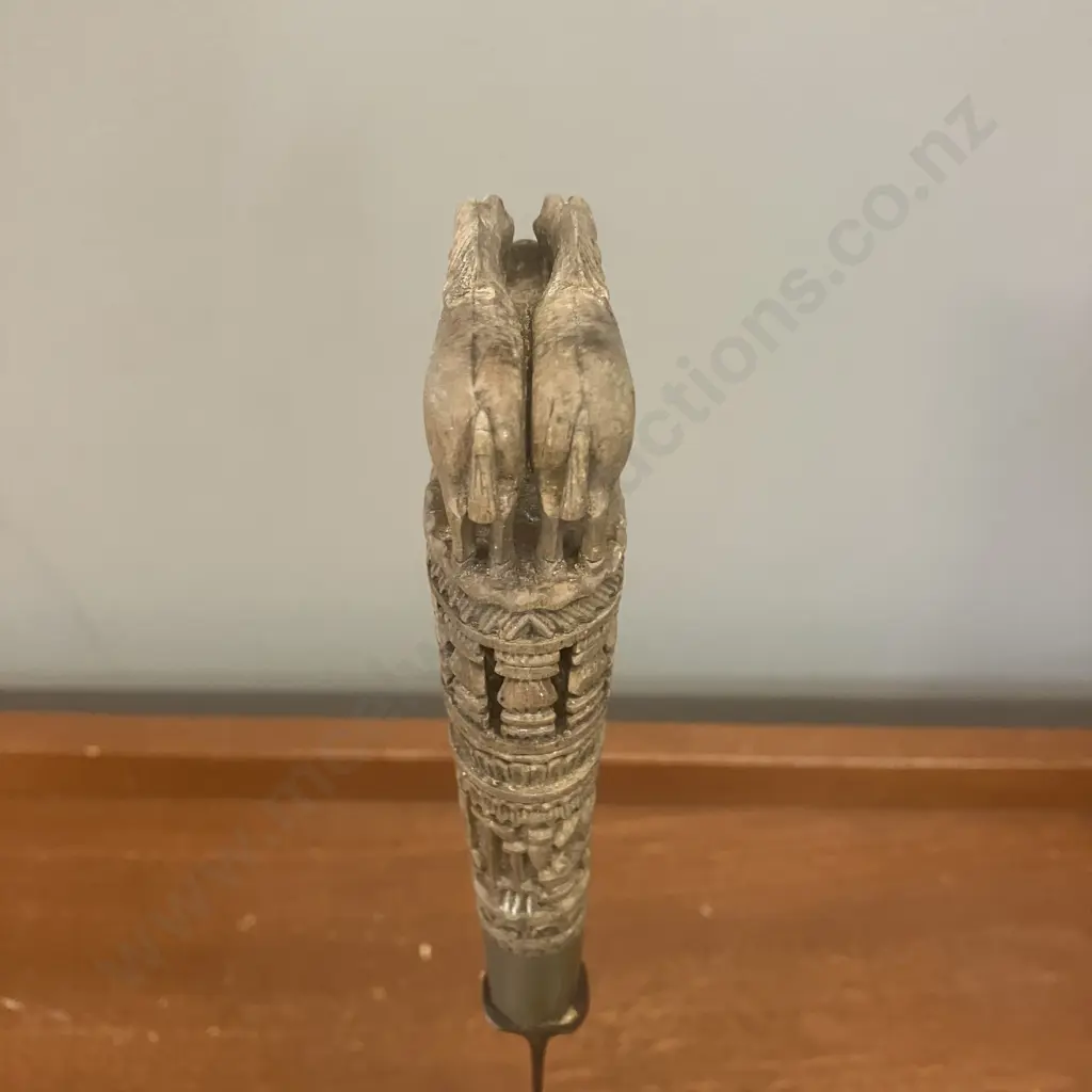 19th Century Zeeland Paeremes, D. De Jager Jr, Middelburg, Intricately Carved Boxwood Handle. L31cm Image 1++