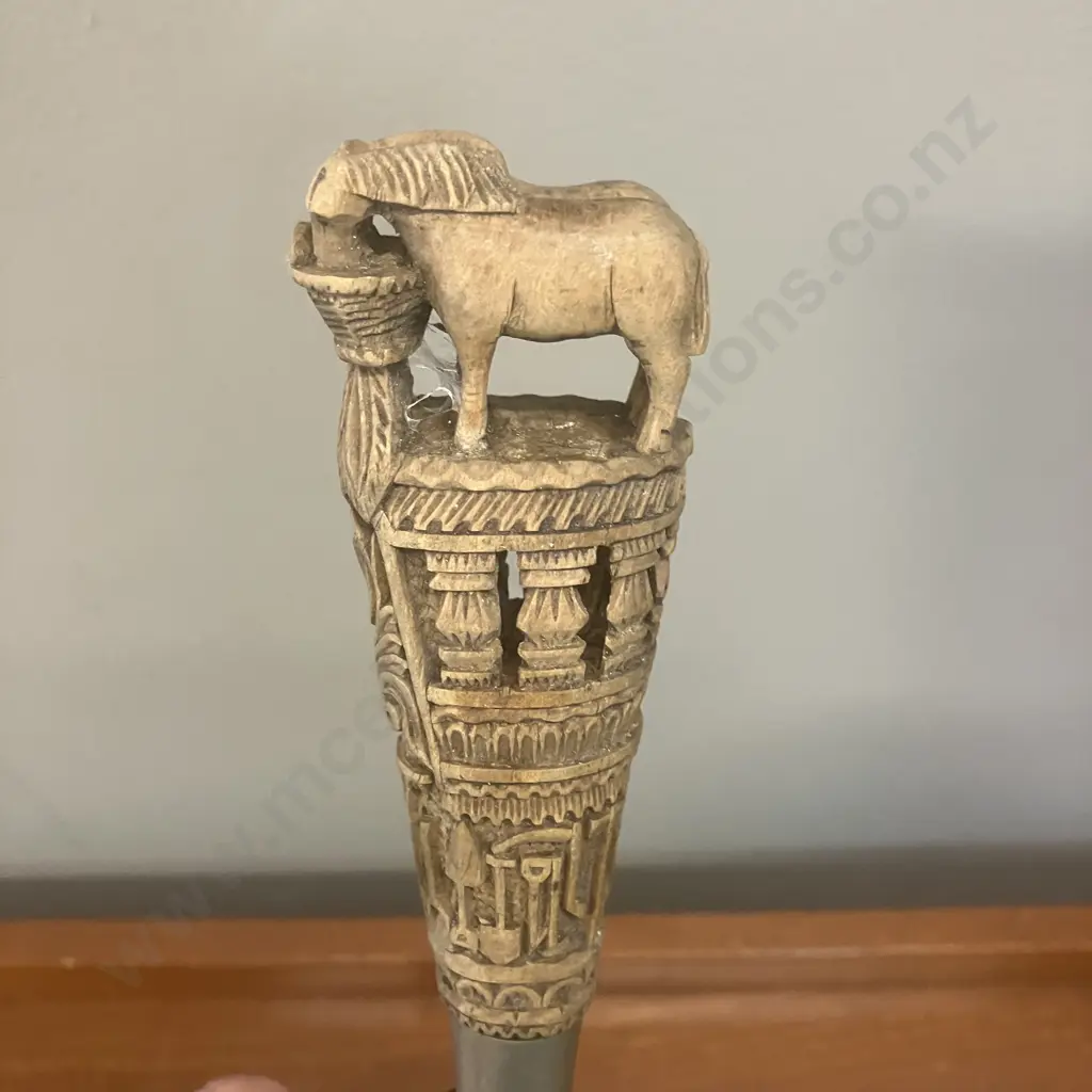 19th Century Zeeland Paeremes, D. De Jager Jr, Middelburg, Intricately Carved Boxwood Handle. L31cm Image 1++