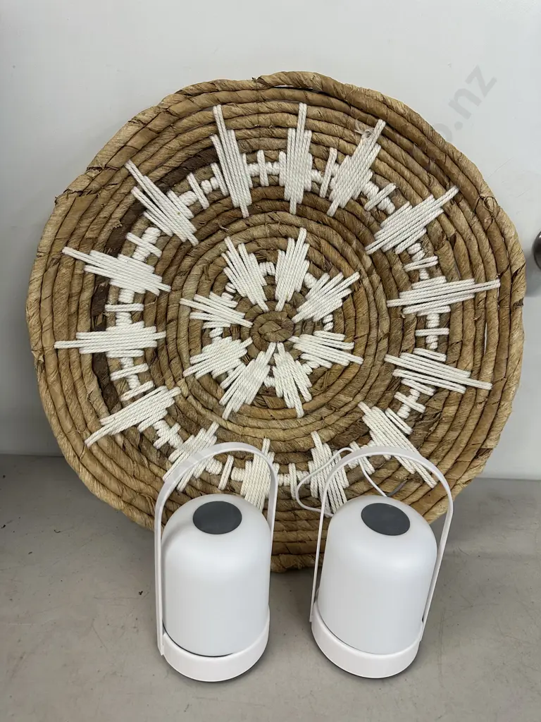 Handwoven Natural Banana Leaf & Macrame Decorative Wall Art With Portable LED Lights Image 1++