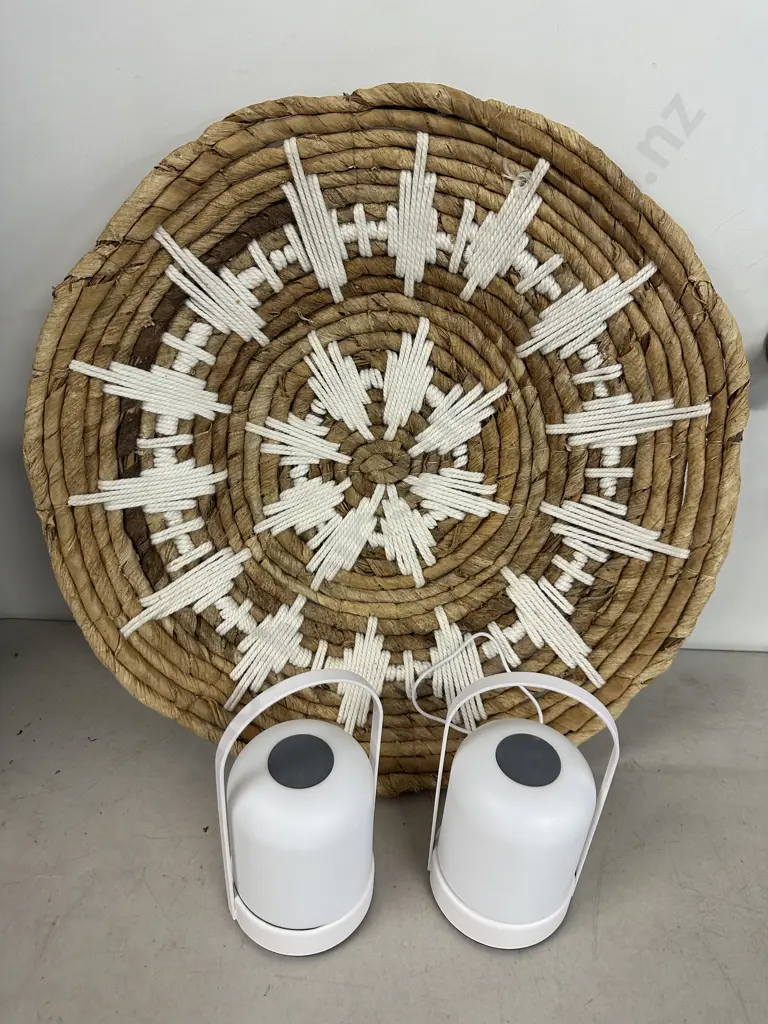 Handwoven Natural Banana Leaf & Macrame Decorative Wall Art With Portable LED Lights Image 1++